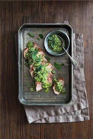 peppermint - Lamb fillet with mint sauce (seen from above) Stock Photo - Premium Royalty-Free, Code: 659-08148040