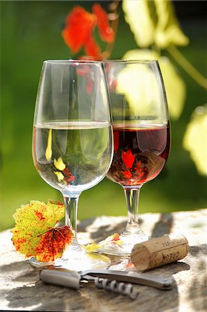 A glass of red wine and a glass of white wine Stock Photo - Premium Royalty-Free, Code: 659-08148261