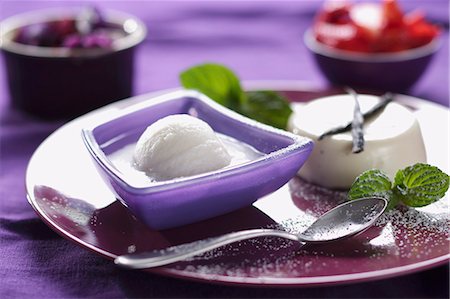 simsearch:659-03522723,k - Lemon sorbet and panna cotta Stock Photo - Premium Royalty-Free, Code: 659-08418788