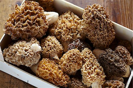 simsearch:659-06670999,k - A crate of freshly harvest morel mushrooms Photographie de stock - Premium Libres de Droits, Code: 659-08419151