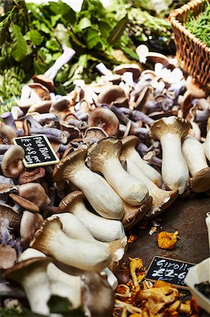 Fresh organic mushrooms on a market stand Stock Photo - Premium Royalty-Free, Code: 659-08419674