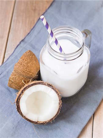 fresh ingredients top view - Coconut milk Stock Photo - Premium Royalty-Free, Code: 659-08420343