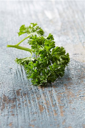 Curly-leaf parsley on a blue wooden background Stockbilder - Premium RF Lizenzfrei, Bildnummer: 659-08895352