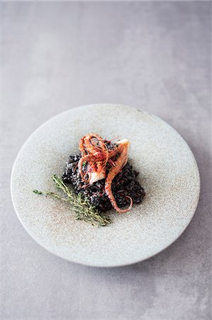 Black risotto with squid Stock Photo - Premium Royalty-Free, Code: 659-08895738