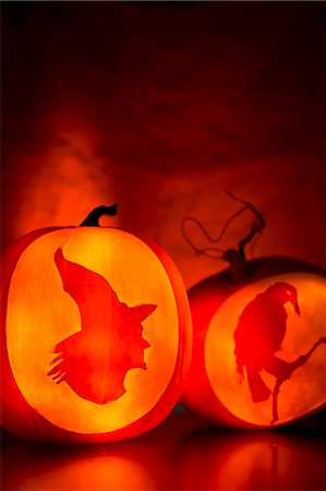 Carved pumpkins for Halloween Stock Photo - Premium Royalty-Free, Code: 659-08896635