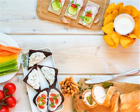 sandwich spread - Assorted snacks on a table Stock Photo - Premium Royalty-Free, Code: 659-08896904