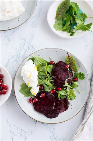 red beet dish - Beet salad with Labneh Stock Photo - Premium Royalty-Free, Code: 659-08897263