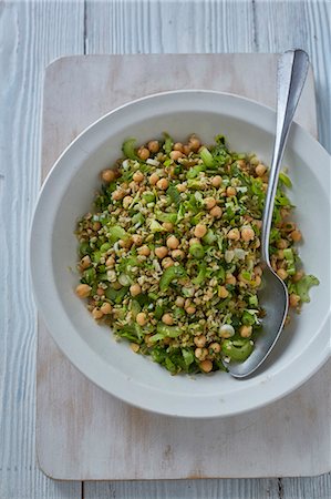 pulse and cereal dish images - Freekah chickpea salad with celery and herbs Stock Photo - Premium Royalty-Free, Code: 659-08904024