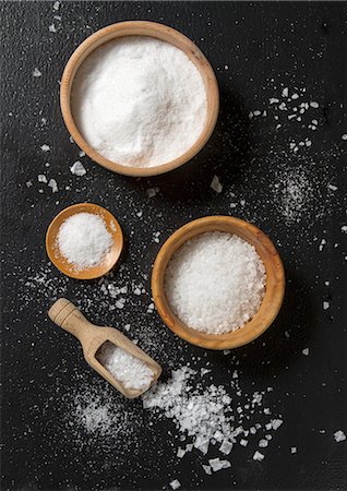 sea salt - An arrangement of various different types of salt (seen from above) Stock Photo - Premium Royalty-Free, Code: 659-08904444