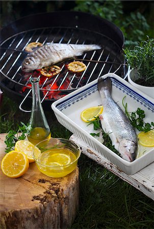 Grilled trout Stock Photo - Premium Royalty-Free, Code: 659-08904878