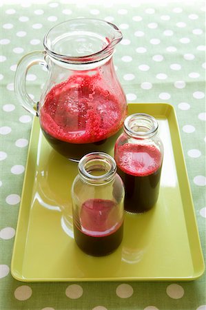 simsearch:659-06671564,k - Beetroot juice in bottles and a glass jar Stock Photo - Premium Royalty-Free, Code: 659-08905061