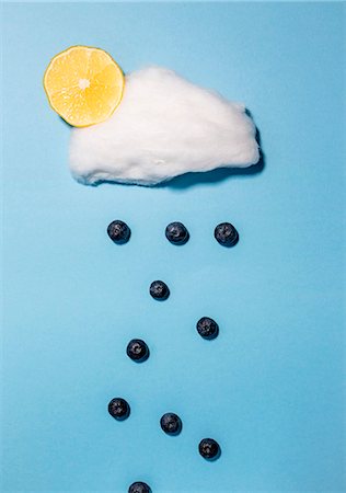 Blueberries falling from a candyfloss cloud Stock Photo - Premium Royalty-Free, Code: 659-08905707