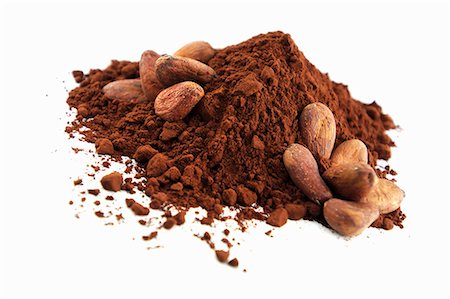 powdered chocolate - Cocoa powder and cocoa beans Stock Photo - Premium Royalty-Free, Code: 659-08906273