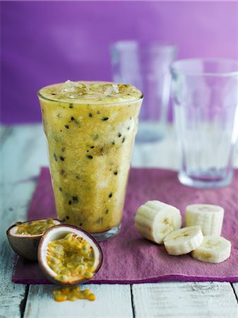 purple granadilla images - Banana smoothie Stock Photo - Premium Royalty-Free, Code: 659-08902979