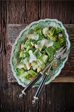 Ceasar salad with an anchovy dressing and Parmesan cheese Stock Photo - Premium Royalty-Free, Code: 659-08903497