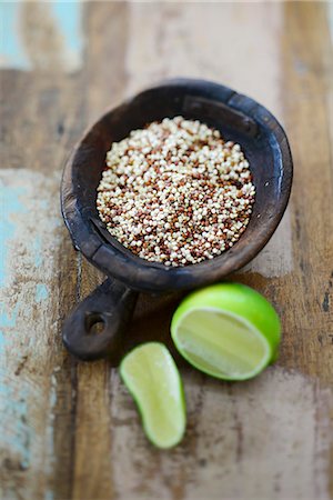 simsearch:659-07739374,k - Coloured quinoa in a wooden bowl with a lime next to it Stock Photo - Premium Royalty-Free, Code: 659-08903508