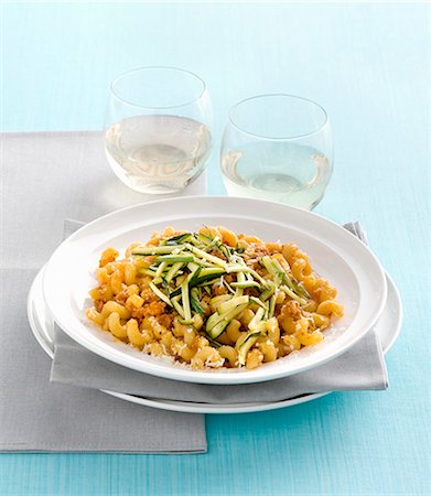 simsearch:659-08148213,k - Cavatappi al ragù e zucchine (corkscrew pasta with meat sauce and courgettes, Italy) Stock Photo - Premium Royalty-Free, Code: 659-08940350