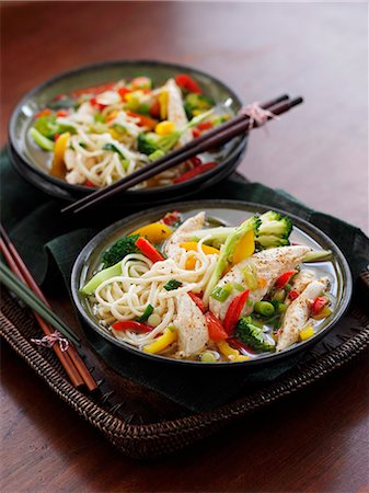 simsearch:659-03536048,k - Noodles with steamed chicken and vegetables (Asia) Stock Photo - Premium Royalty-Free, Code: 659-08940671