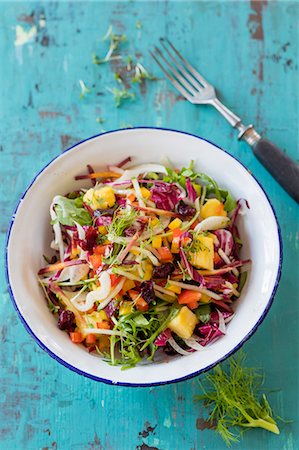 red endive - A vegetable salad with a mango and ginger dressing Stock Photo - Premium Royalty-Free, Code: 659-09124223