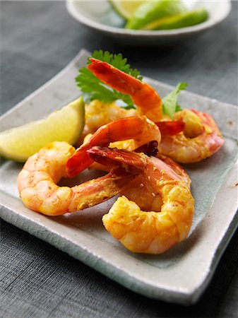 simsearch:659-06494803,k - Barbecued curried prawns Photographie de stock - Premium Libres de Droits, Code: 659-09124443