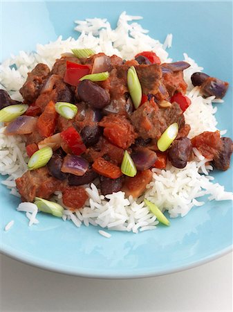 simsearch:659-08904862,k - Chili con carne on rice Foto de stock - Sin royalties Premium, Código: 659-09124655