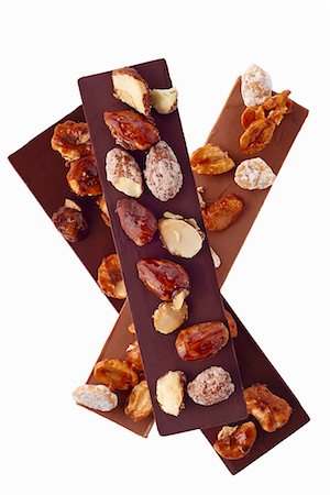 Light and dark chocolate with almonds Foto de stock - Sin royalties Premium, Código: 659-09124839