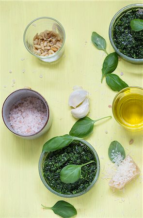 simsearch:659-08897199,k - Basil pesto with the ingredients Stock Photo - Premium Royalty-Free, Code: 659-09125086