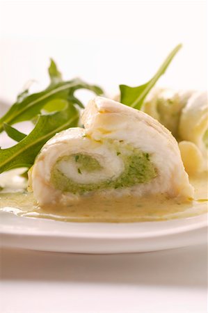fish roll - Fish rolls with pesto, rocket and white sauce Stock Photo - Premium Royalty-Free, Code: 659-01844557