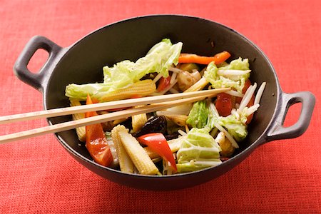 Ingredients for Asian vegetable dish in wok Stock Photo - Premium Royalty-Free, Code: 659-01844962