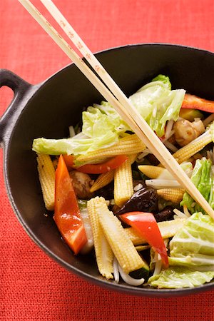 Ingredients for Asian vegetable dish in wok Stock Photo - Premium Royalty-Free, Code: 659-01844963