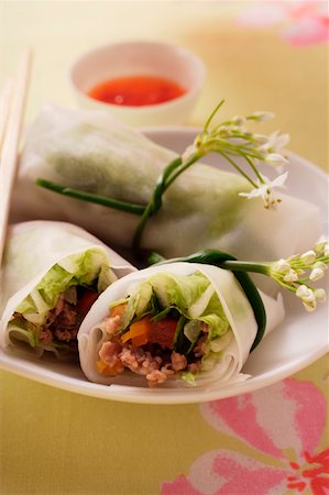 Filled rice paper rolls from Vietnam Stock Photo - Premium Royalty-Free, Code: 659-01845114