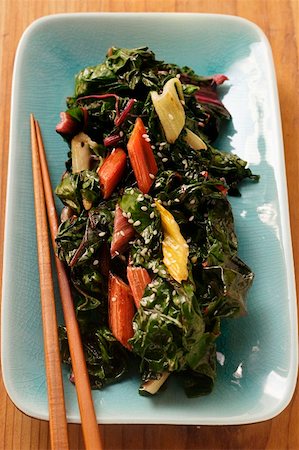 Fried chard with sesame Stock Photo - Premium Royalty-Free, Code: 659-01845174