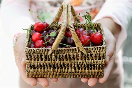 simsearch:659-01864546,k - Hands holding basket of red cherries Stock Photo - Premium Royalty-Free, Code: 659-01845301