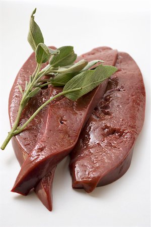simsearch:659-03529084,k - Three slices of calf's liver with sage Stock Photo - Premium Royalty-Free, Code: 659-01845799