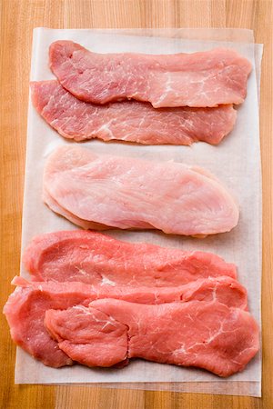 poultry type - Pork, turkey and veal escalopes Stock Photo - Premium Royalty-Free, Code: 659-01845803
