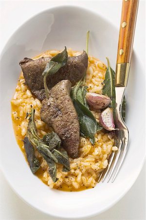 simsearch:659-01845816,k - Risotto with fried calf's liver, sage and garlic Stock Photo - Premium Royalty-Free, Code: 659-01845820