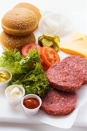 simsearch:659-01846050,k - Ingredients for cheeseburgers Stock Photo - Premium Royalty-Free, Code: 659-01846050