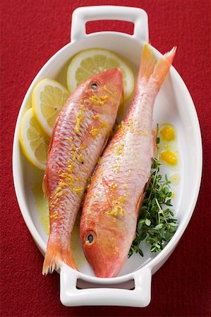 Red mullet with lemon sauce and thyme Stock Photo - Premium Royalty-Free, Code: 659-01846915