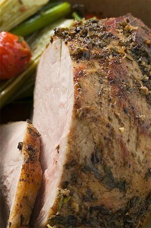simsearch:659-03534175,k - Roast pork, partly carved (close- up) Stock Photo - Premium Royalty-Free, Code: 659-01847021