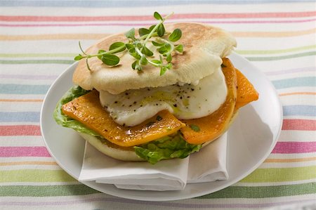 Pumpkin and mozzarella sandwich (Italy) Stock Photo - Premium Royalty-Free, Code: 659-01847072