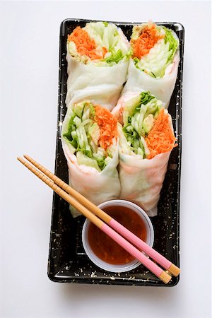 simsearch:659-01847283,k - Vietnamese spring rolls with chili sauce to take away Stock Photo - Premium Royalty-Free, Code: 659-01847508