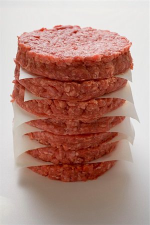 simsearch:659-01846050,k - Raw burgers for hamburgers, in a pile Stock Photo - Premium Royalty-Free, Code: 659-01847625