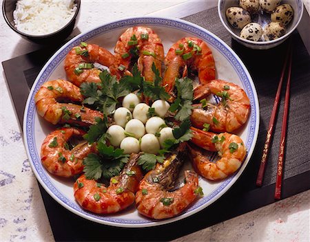 Shrimp with Quail Eggs Foto de stock - Sin royalties Premium, Código: 659-01848846