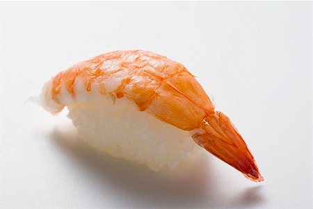 sushi, white background - Ebi nigiri (with king prawn) Stock Photo - Premium Royalty-Free, Code: 659-01849589