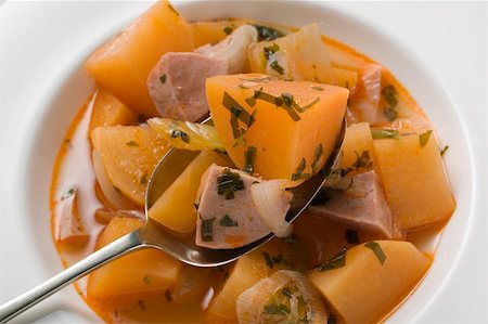 Potato stew with sausage (close- up) Stock Photo - Premium Royalty-Free, Code: 659-01849981