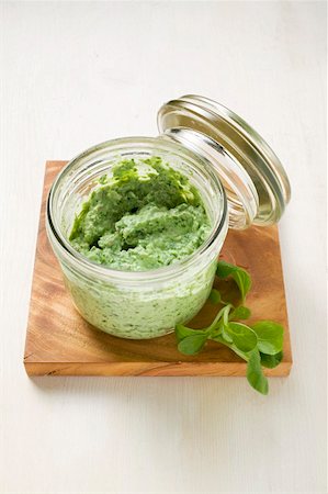 Corn salad pesto in jar Stock Photo - Premium Royalty-Free, Code: 659-01849999