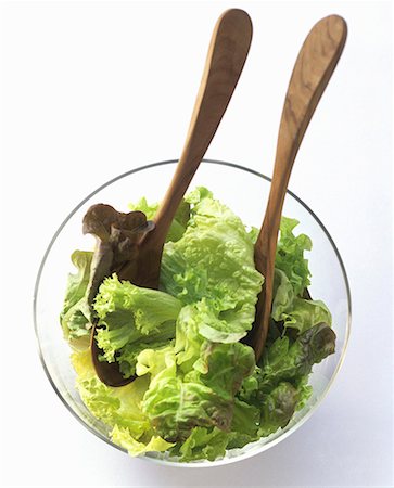 ensaladera - Mixed Lettuce in a Glass Salad Bowl Foto de stock - Sin royalties Premium, Código: 659-01842582