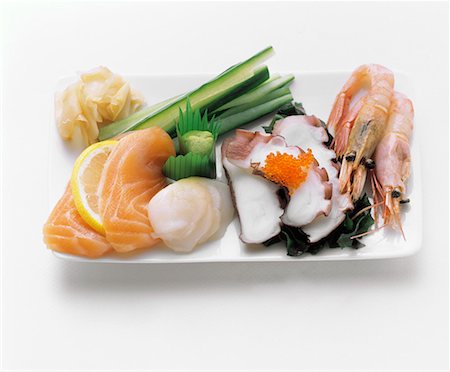 simsearch:659-06185650,k - Sashimi assorti Photographie de stock - Premium Libres de Droits, Code: 659-01842714