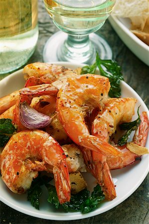simsearch:659-03521352,k - Vin de crevettes grillées, blanc Photographie de stock - Premium Libres de Droits, Code: 659-01843833