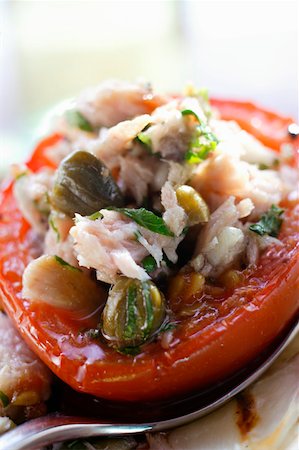 simsearch:659-01860518,k - Tomatoes stuffed with tuna, capers and parsley Stock Photo - Premium Royalty-Free, Code: 659-01843979